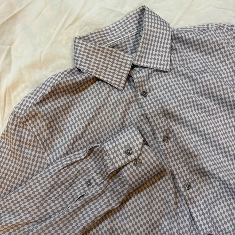 Robert Graham Mens Button Down Shirt Geometric Pattern Long Sleeve‎ Size 39 15.5